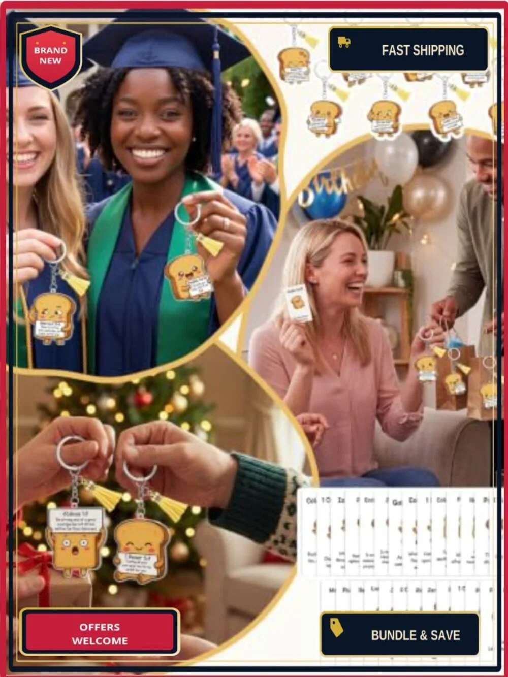 30 Emotional Support Keychains with Bible Verse Cards Christian Gift Set Toast